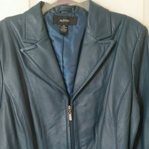 Short Leather Jacket-Teal Color